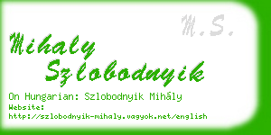 mihaly szlobodnyik business card