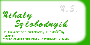 mihaly szlobodnyik business card